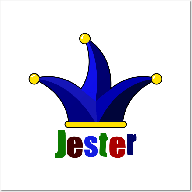 Jester with jester hat in color blue Wall Art by SHENNIX